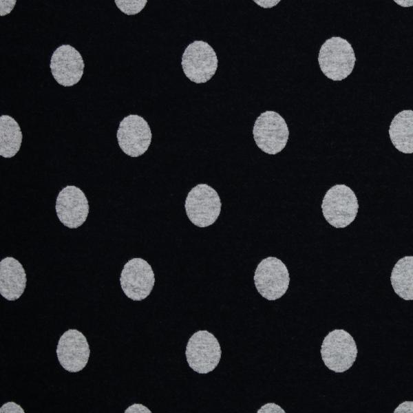 Jacquard-Jersey Ottoman Emily mit grauen Punkten auf Schwarz
